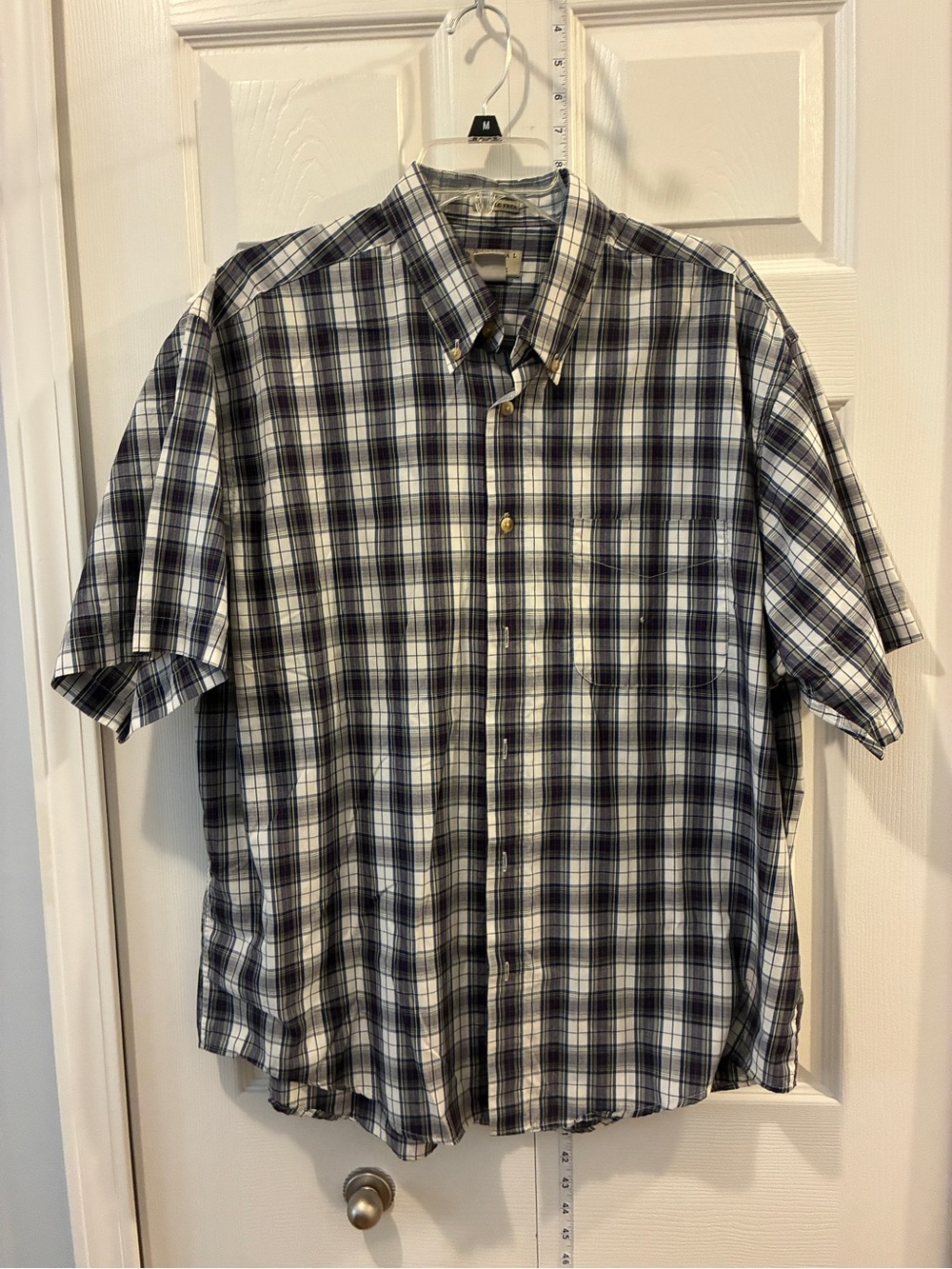Men's Natural Issue Short-Sleeve Plaid Button-Down Shirt - Navy & White